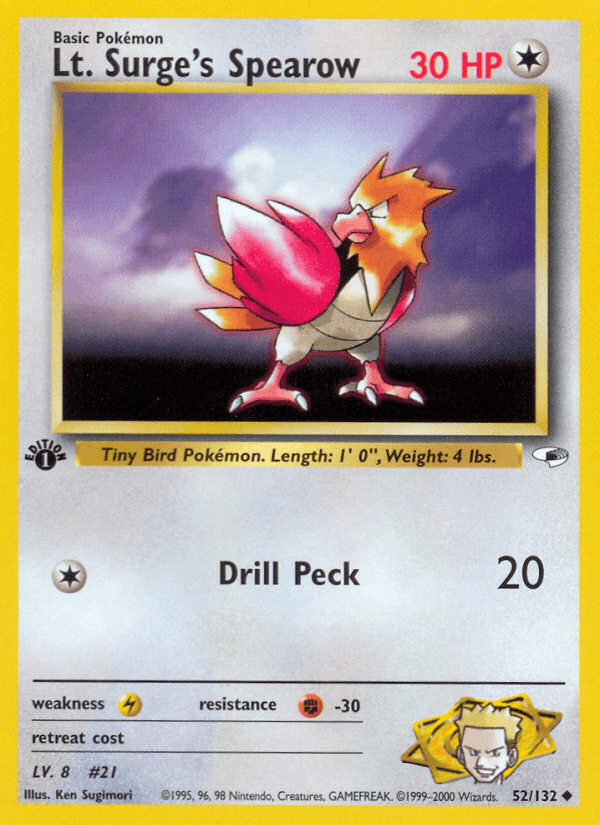 Lt. Surge's Spearow — Gym Heroes 52/132