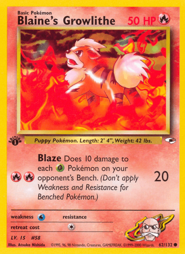 Blaine's Growlithe — Gym Heroes 62/132