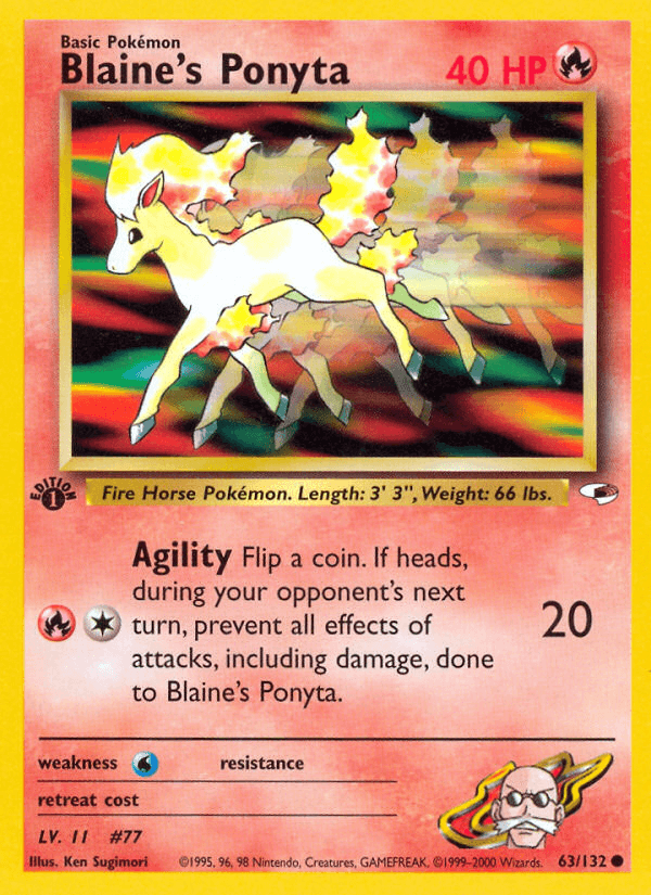 Blaine's Ponyta artwork — Gym Heroes 63/132