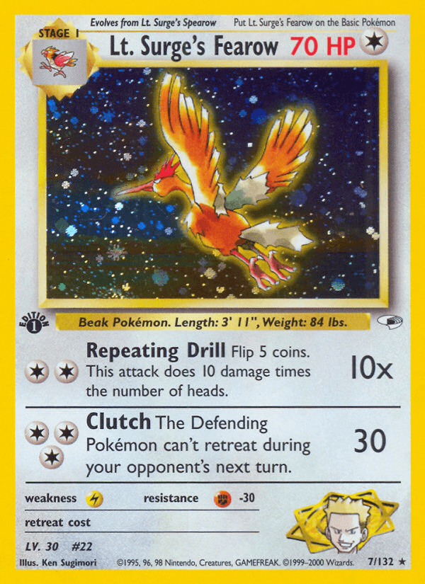 Lt. Surge's Fearow artwork — Gym Heroes 7/132
