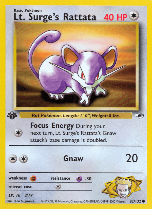 Lt. Surge's Rattata — Gym Heroes 82/132