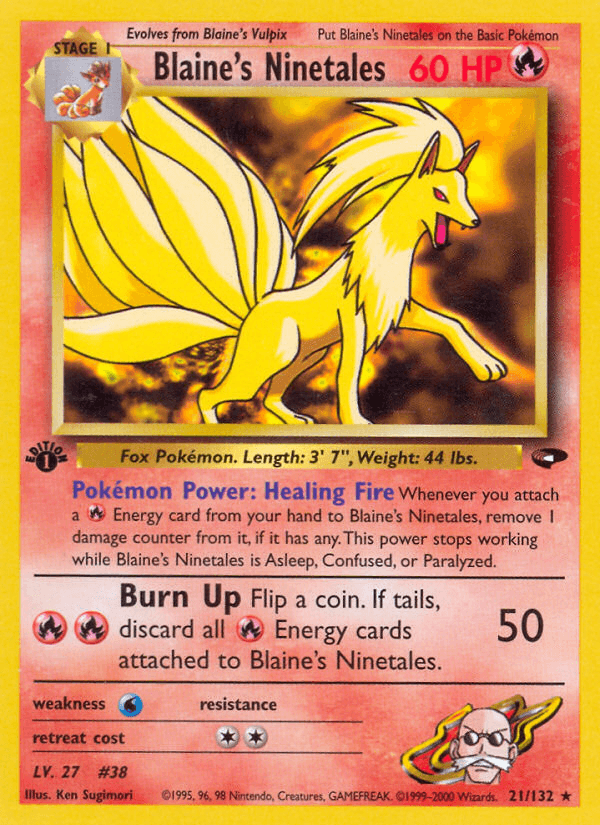 Blaine's Ninetales artwork — Gym Challenge 21/132