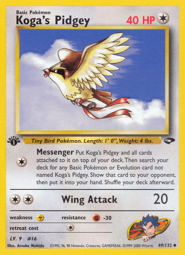 Koga's Pidgey artwork — Gym Challenge 49/132