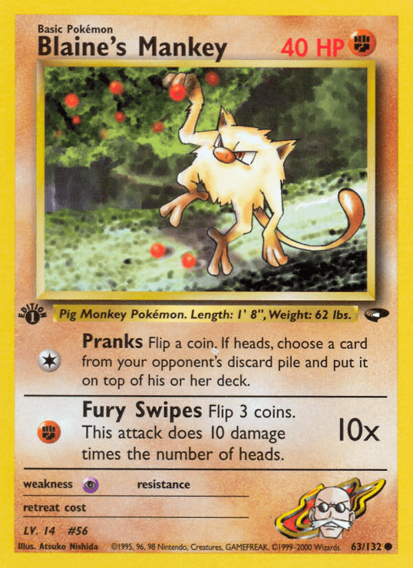 Blaine's Mankey artwork — Gym Challenge 63/132