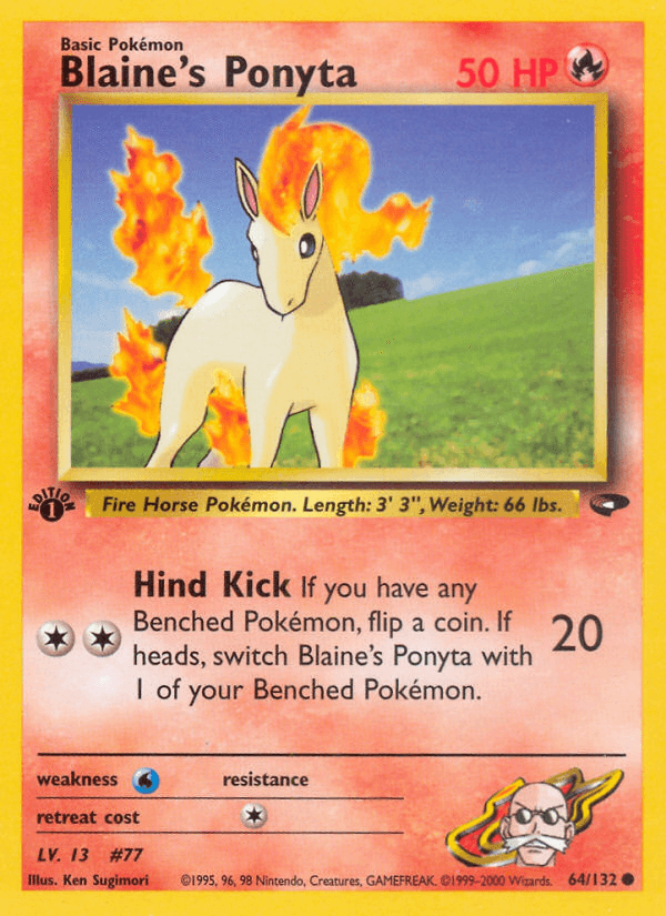 Blaine's Ponyta artwork — Gym Challenge 64/132