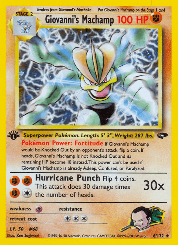 Giovanni's Machamp artwork — Gym Challenge 6/132