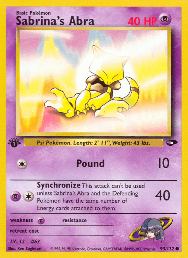 Sabrina's Abra artwork — Gym Challenge 93/132