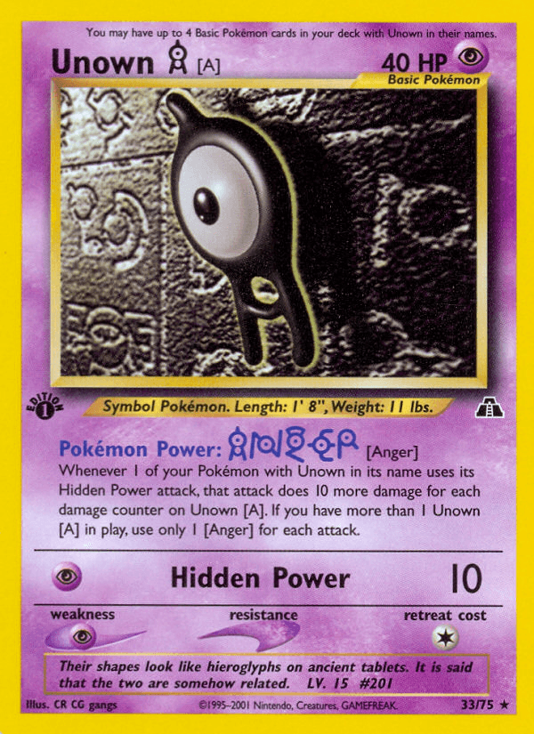 Unown [A] artwork — Neo Discovery 33/75