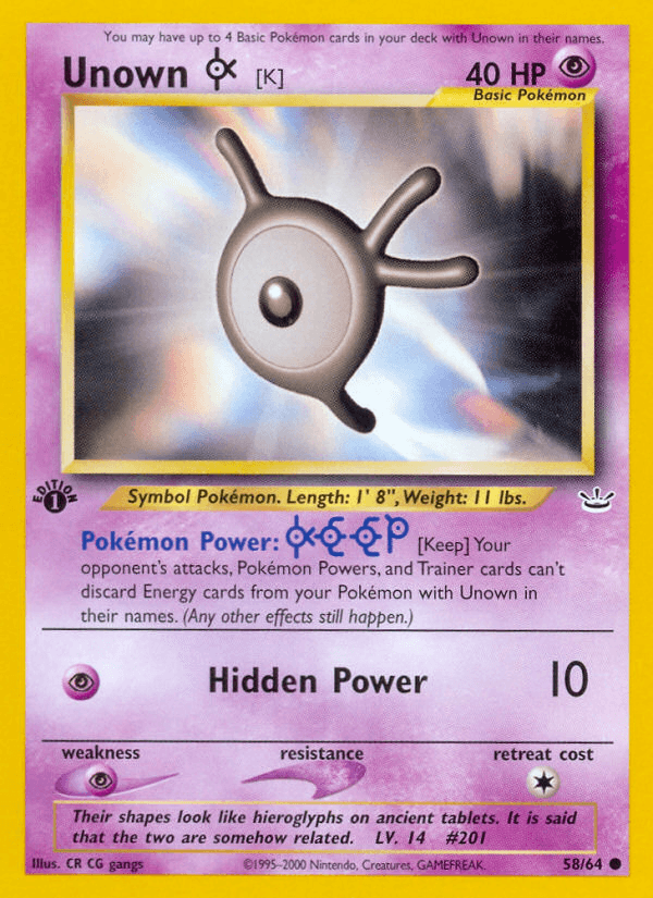 Unown [K] — Neo Revelation 58/66