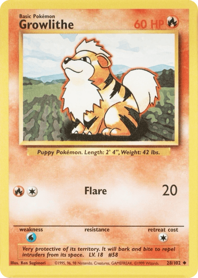 Growlithe — Base 28/102