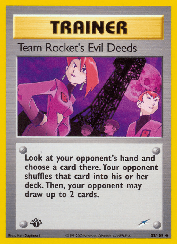 Team Rocket's Evil Deeds artwork — Neo Destiny 103/113