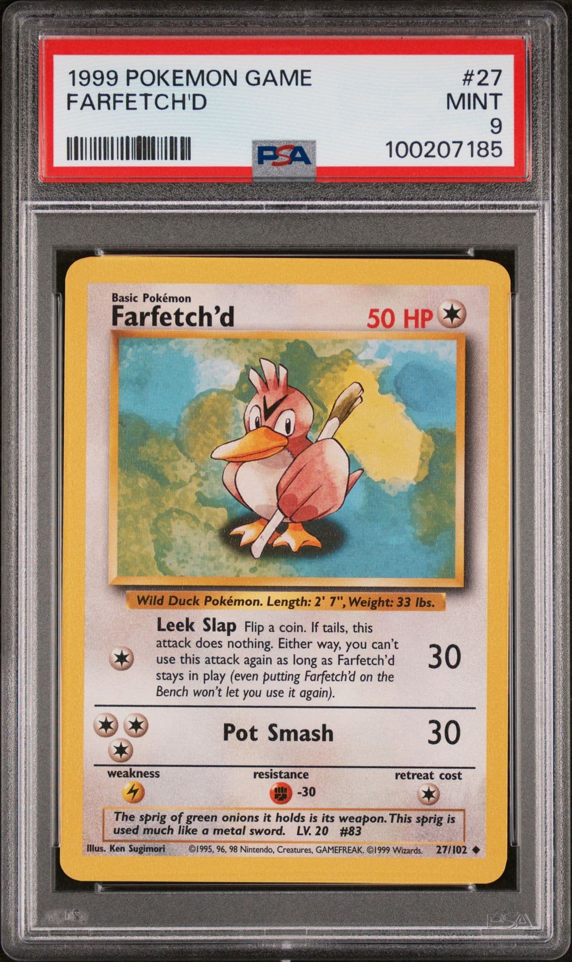 Farfetch'd 27/102 Base Set PSA 9 MINT Graded Pokémon TCG Card 1999 WOTC