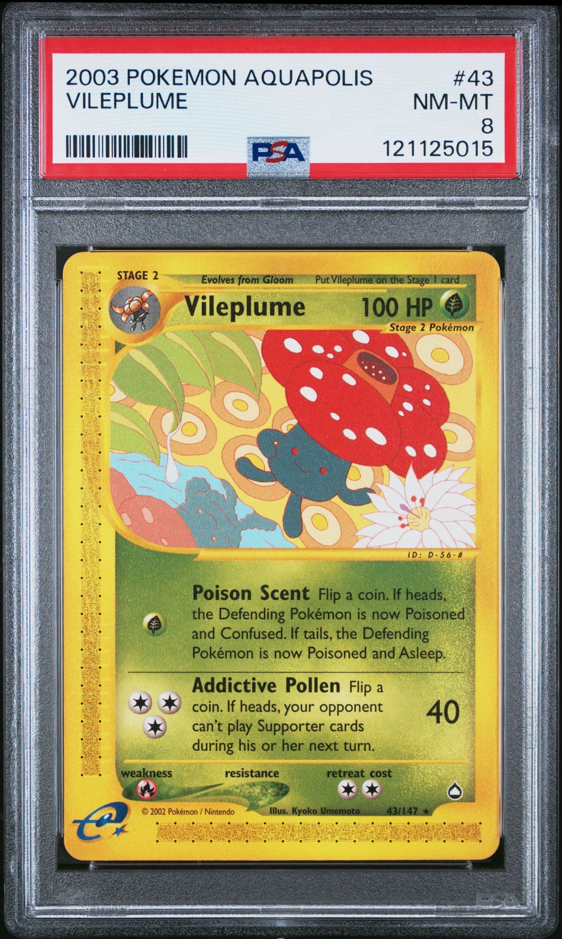2003 POKEMON AQUAPOLIS #43 VILEPLUME PSA 8