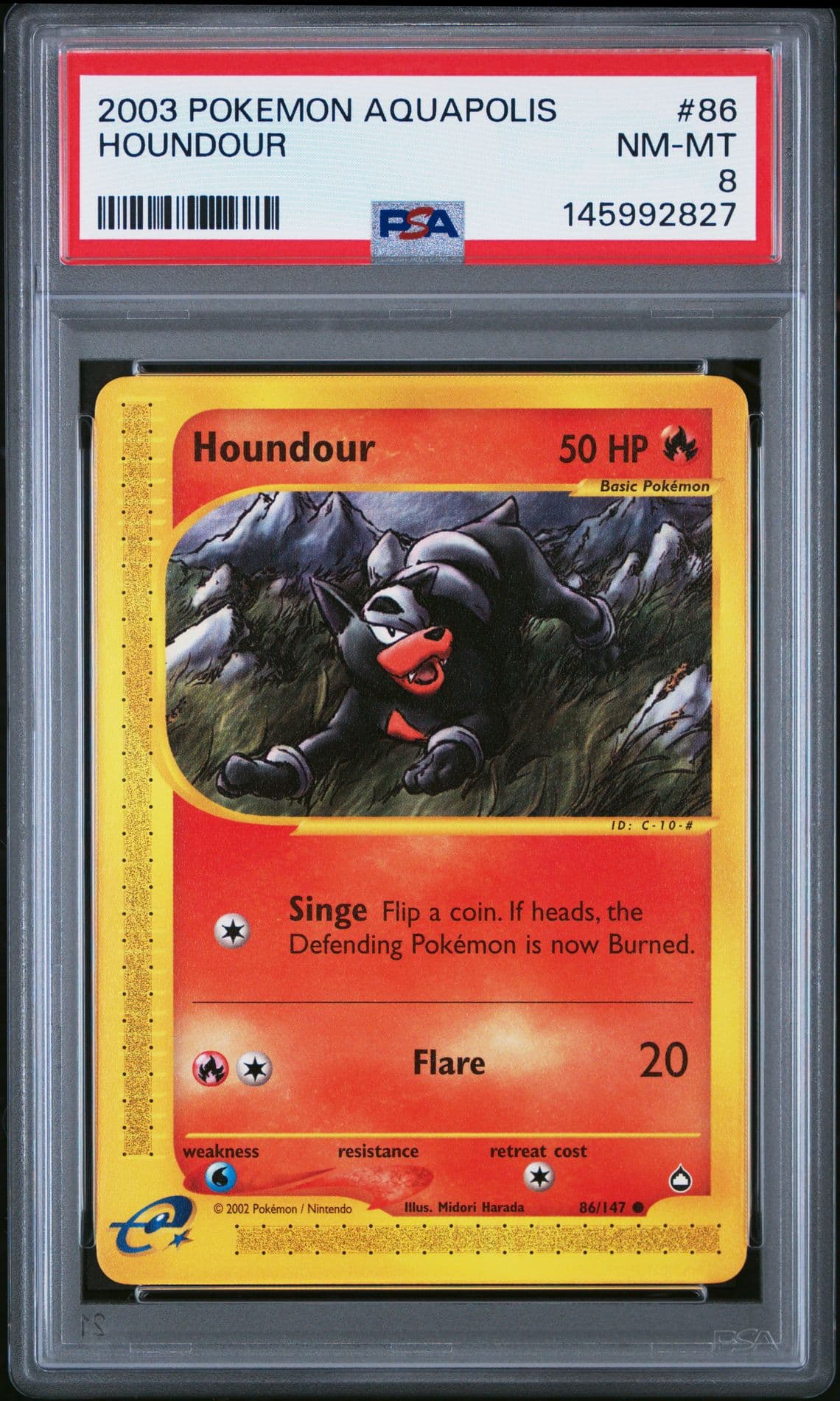 2003 POKEMON AQUAPOLIS #86 HOUNDOUR PSA 8
