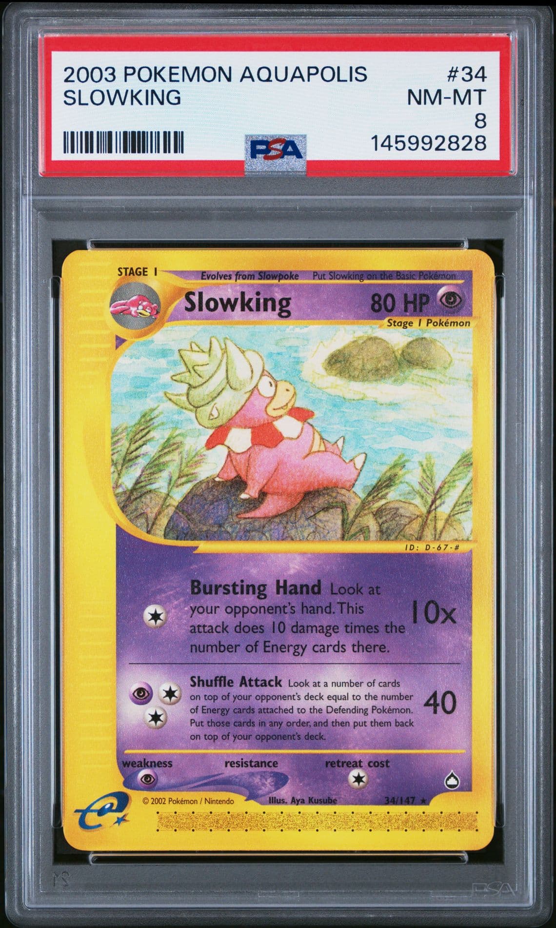 2003 POKEMON AQUAPOLIS #34 SLOWKING PSA 8