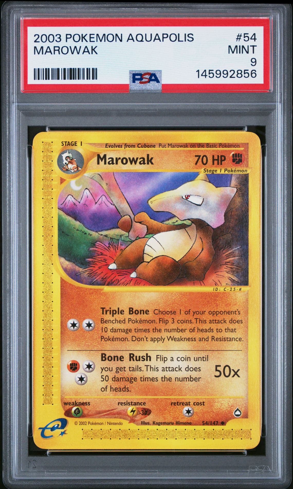 2003 POKEMON AQUAPOLIS #54 MAROWAK PSA 9