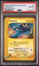 Pokemon WotC Aquapolis Reverse Holo Card #71 Chinchou PSA 8