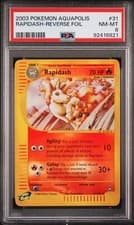 Pokemon WotC Aquapolis Reverse Holo Card #31 Rapidash PSA 8