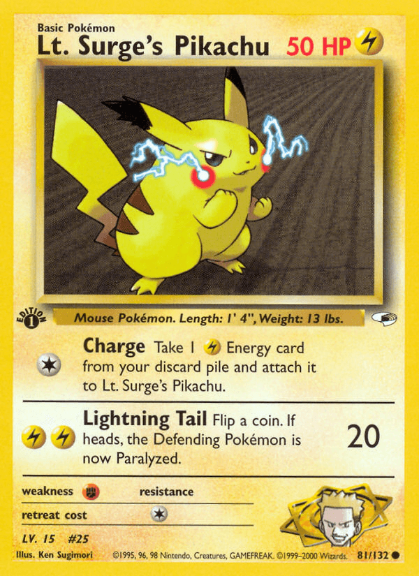 Lt. Surge's Pikachu — Gym Heroes 81/132